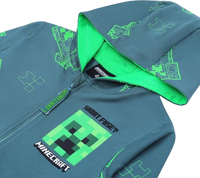 Minecraft Hettegenser med Glidelås Creeper Party - Supernerds