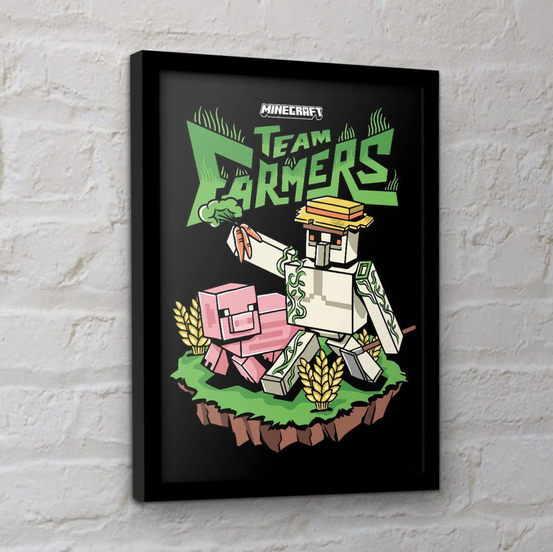 Minecraft Innrammet Bilde 30 x 40 cm Team Farmers - Supernerds