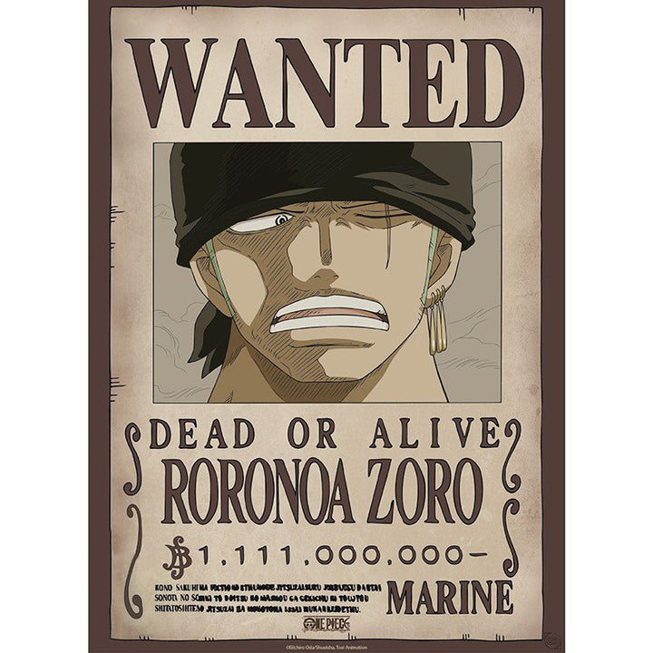 One Piece Plakat 52 x 38 cm Wanted Zoro Wano - Supernerds