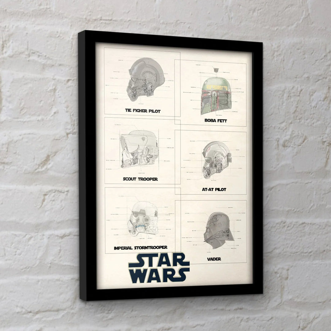 Star Wars Innrammet Bilde 30 x 40 cm Helmets - Supernerds
