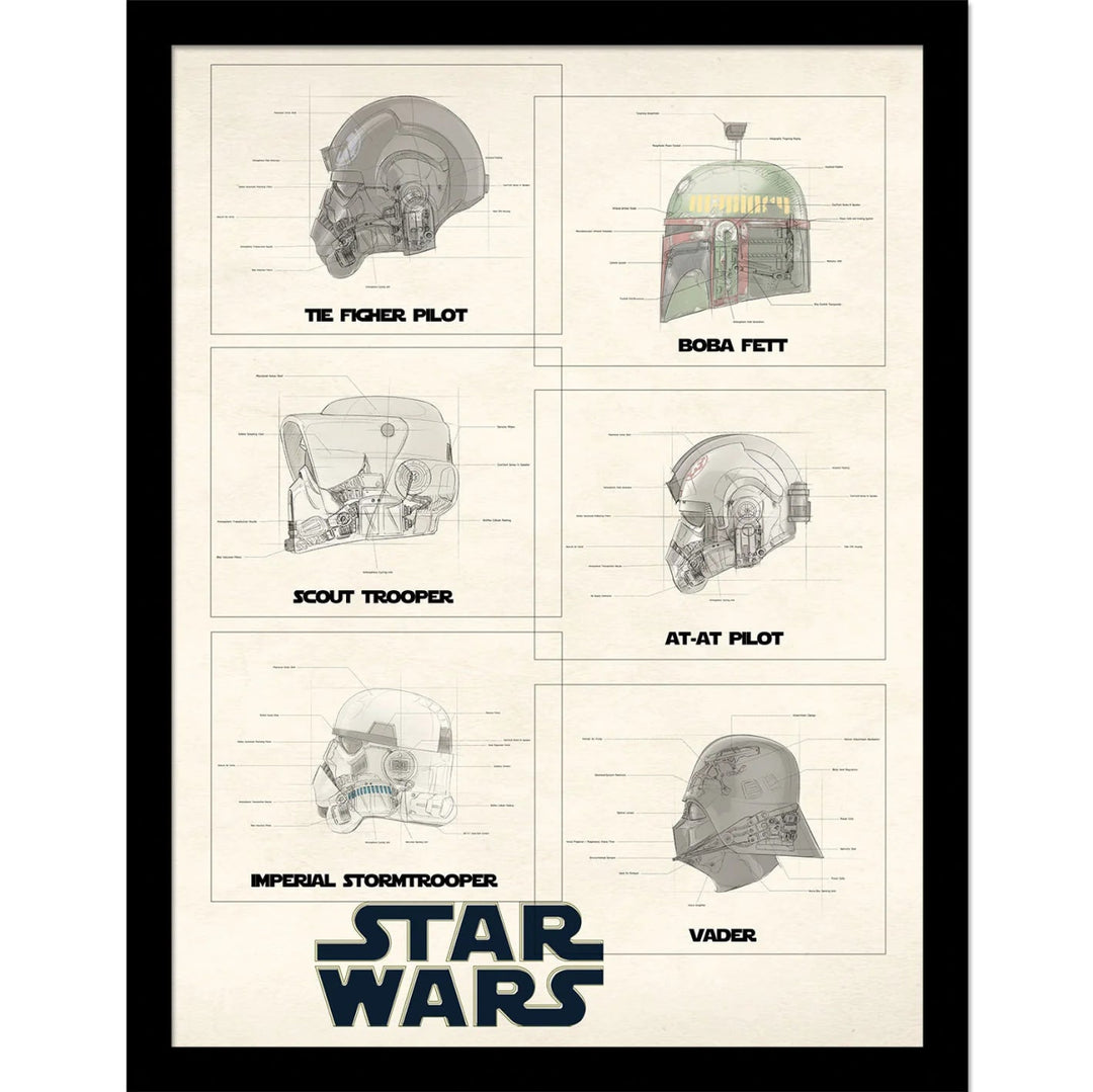 Star Wars Innrammet Bilde 30 x 40 cm Helmets - Supernerds