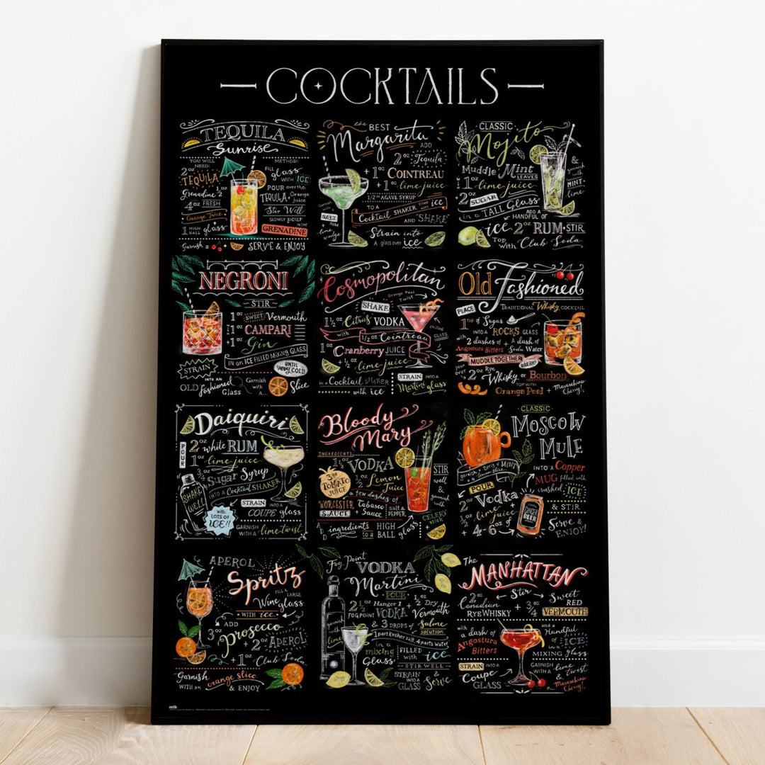 Cocktail Drinker Oppskrifter Plakat - Supernerds
