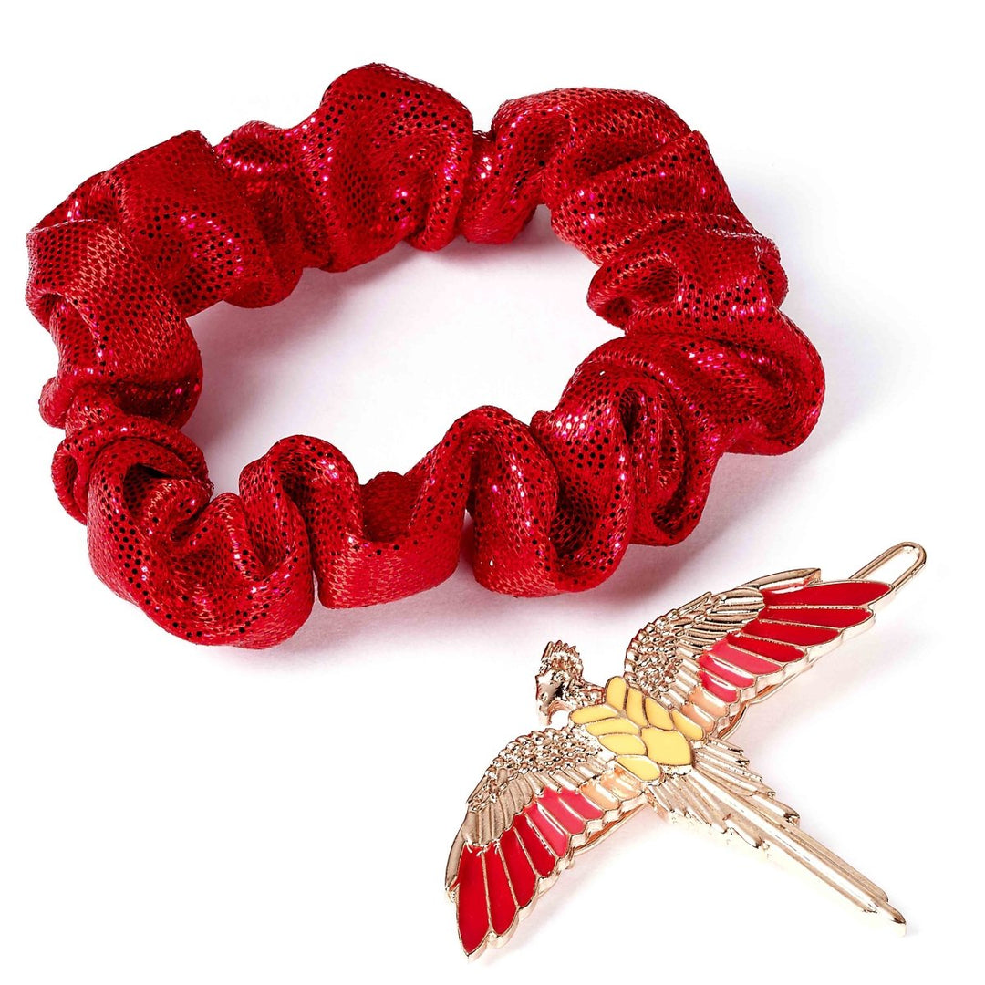 Harry Potter Hårstrikk Scrunchie og Hårspenne Fawkes 2-pk - Supernerds