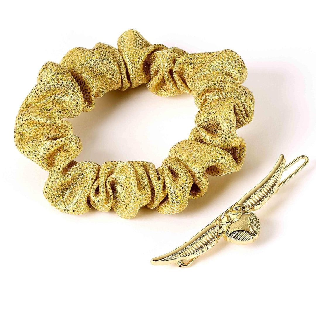 Harry Potter Hårstrikk Scrunchie og Hårspenne Golden Snitch 2-pk - Supernerds