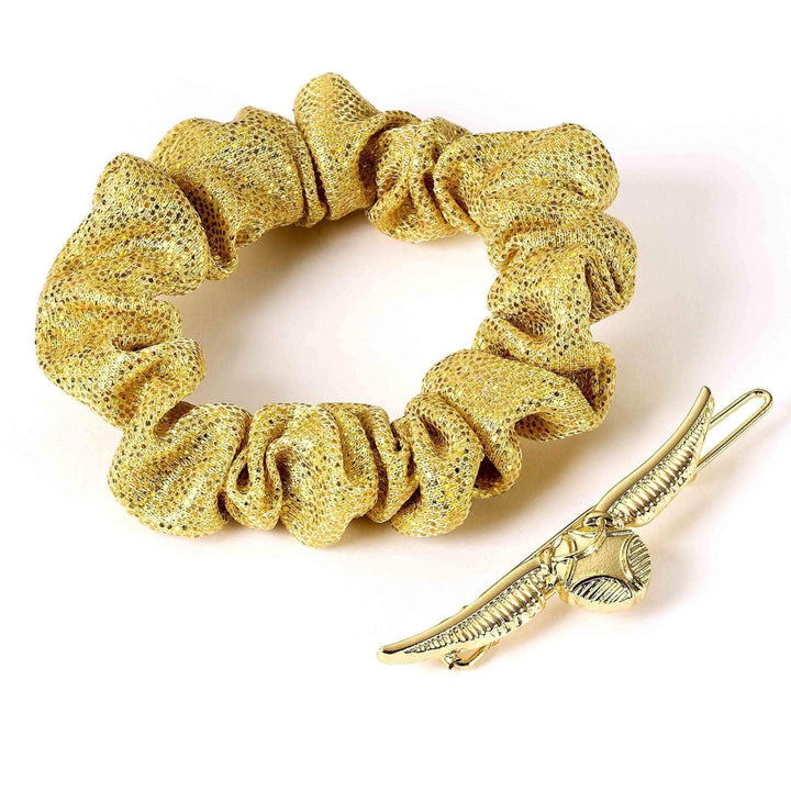Harry Potter Hårstrikk Scrunchie og Hårspenne Golden Snitch 2-pk - Supernerds