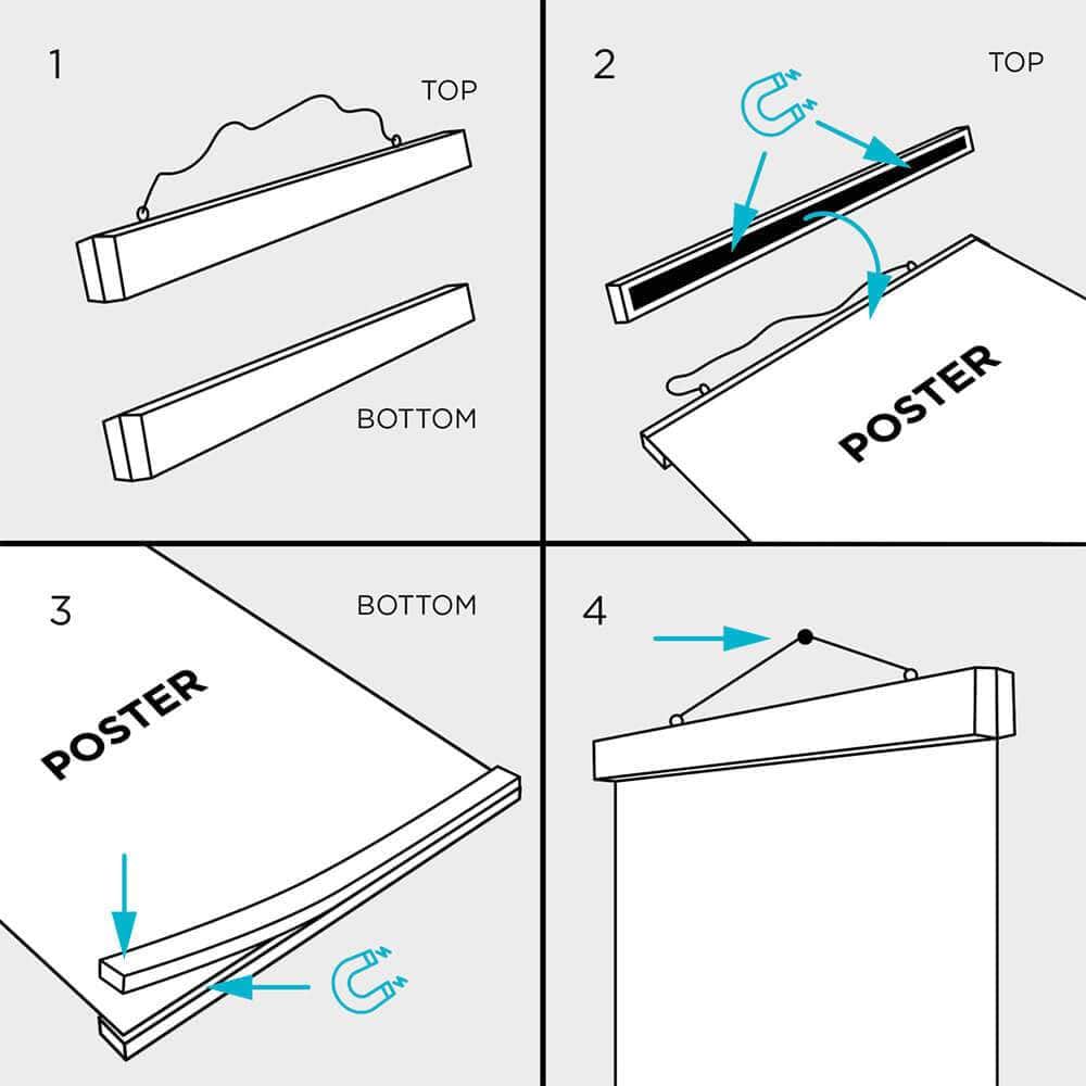 Magnetisk Plakathenger 61 cm Svart - Supernerds