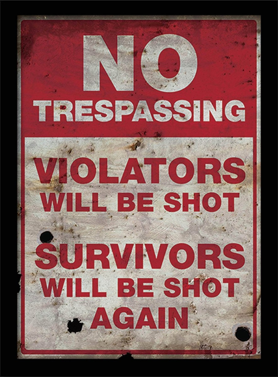 No Trespassing Innrammet Bilde 30 x 40 cm - Supernerds