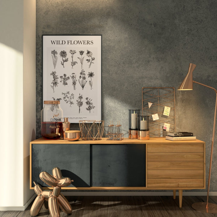 Ville Blomster Sort Hvit Plakat - Supernerds